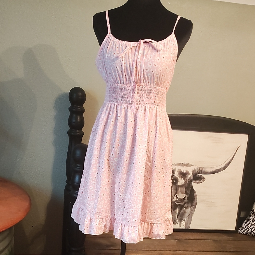 Pink Floral Smocked Mini Dress